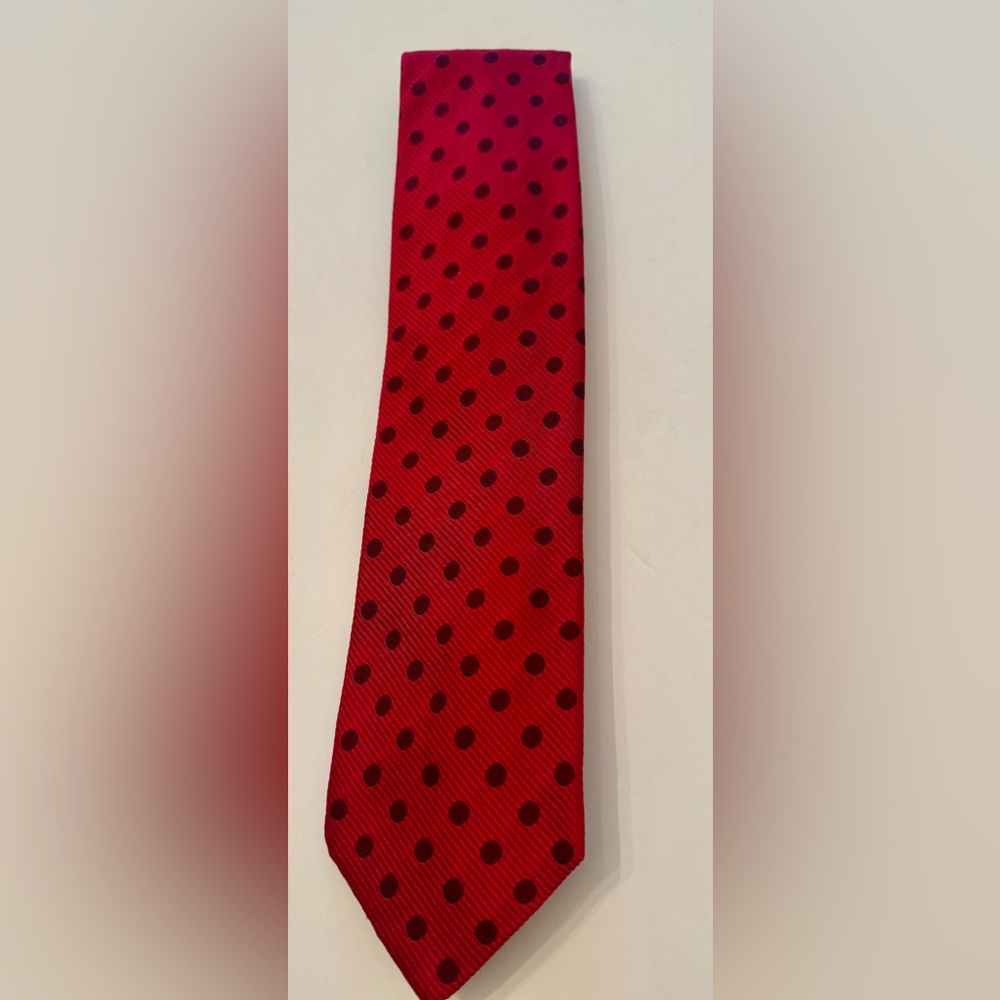 Burberry Red and Black Polka Dot Tie